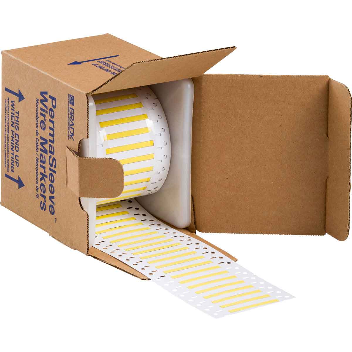 Etiquetas termocontráctiles PermaSleeve cero halógenos y de bajo humo, 3/32" Diá., para impresoras con núcleo de 3" - 2", amarillas