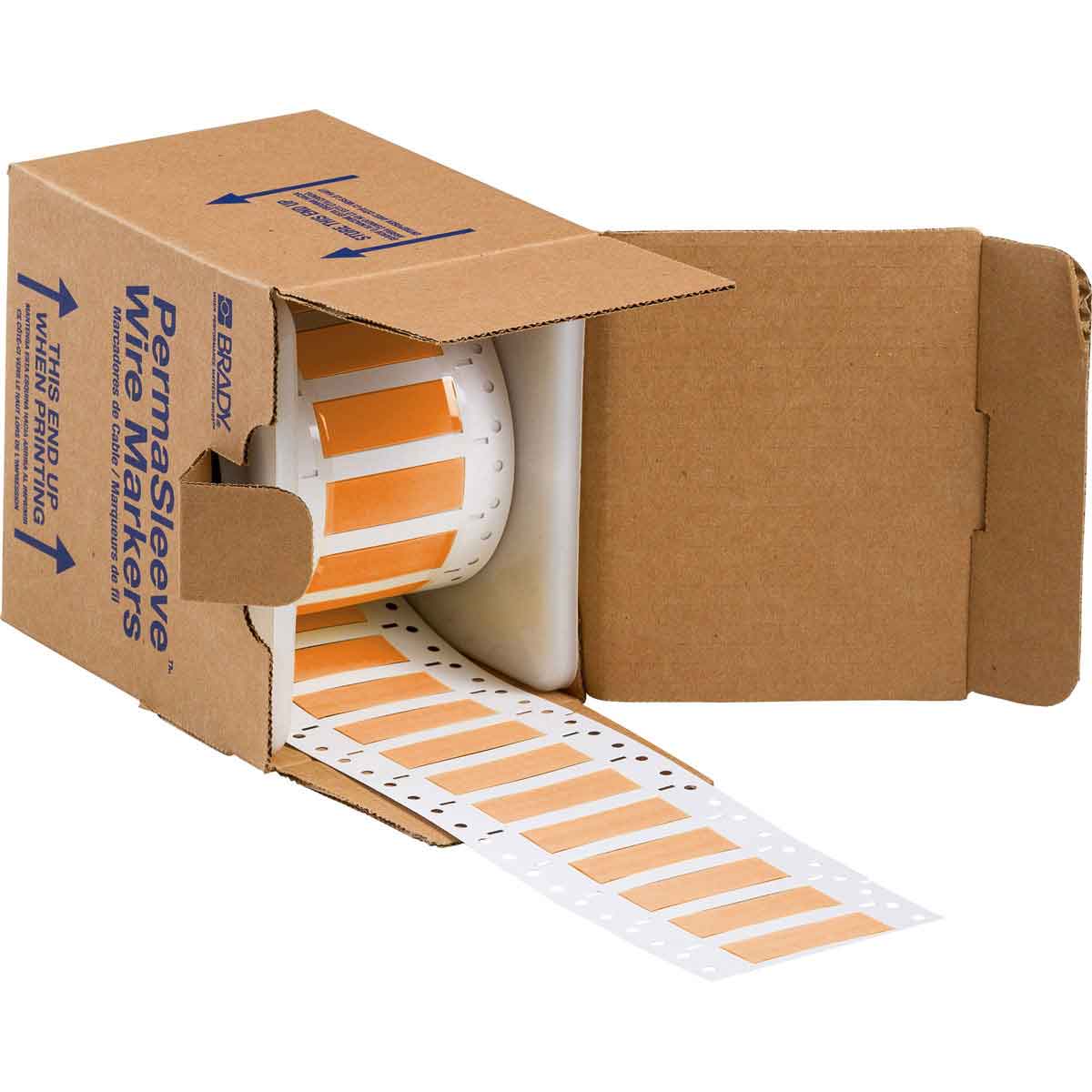 Etiquetas termocontráctiles PermaSleeve para alambres y cables, 1/2" diá., para impresoras con núcleo de 3" - 1", anaranjado, de una cara