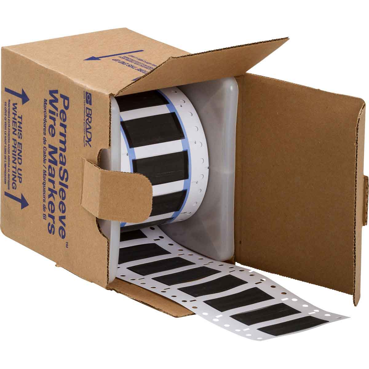 Etiquetas termocontráctiles PermaSleeve para alambres y cables, 1/2" diá., para impresoras con núcleo de 3" - 1", negro, de doble cara