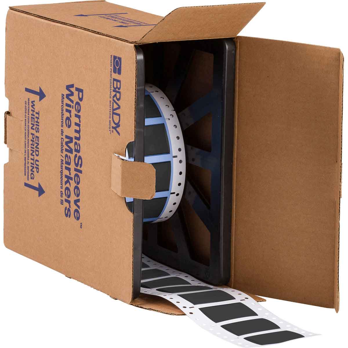 Etiquetas termocontráctiles PermaSleeve para alambres y cables, 3/4" diá., para impresoras con núcleo de 3" - 2", negro, de doble cara