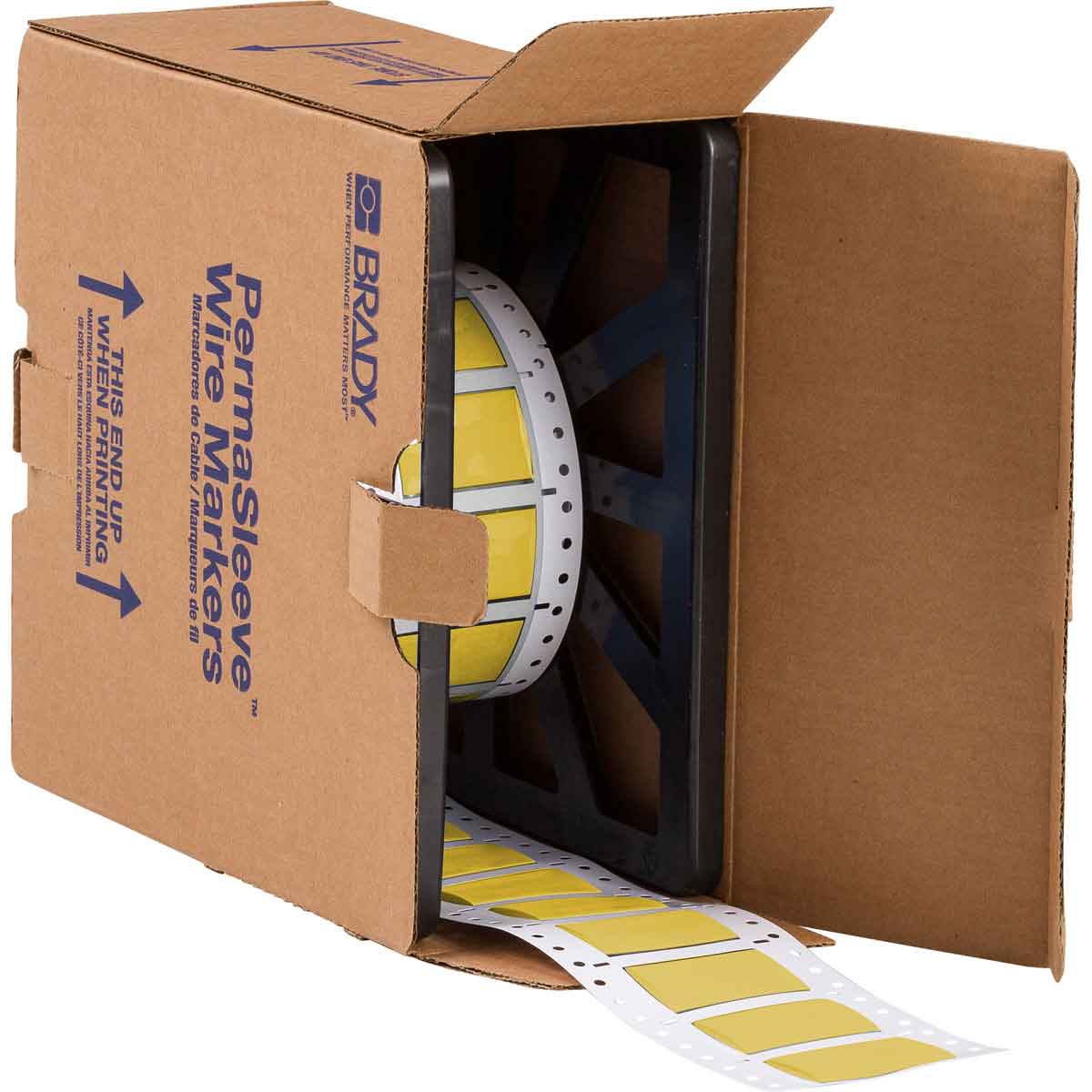 Etiquetas termocontráctiles PermaSleeve cero halógenos y de bajo humo, 3/4" Diá., para impresoras con núcleo de 3" - 0.67", amarillas