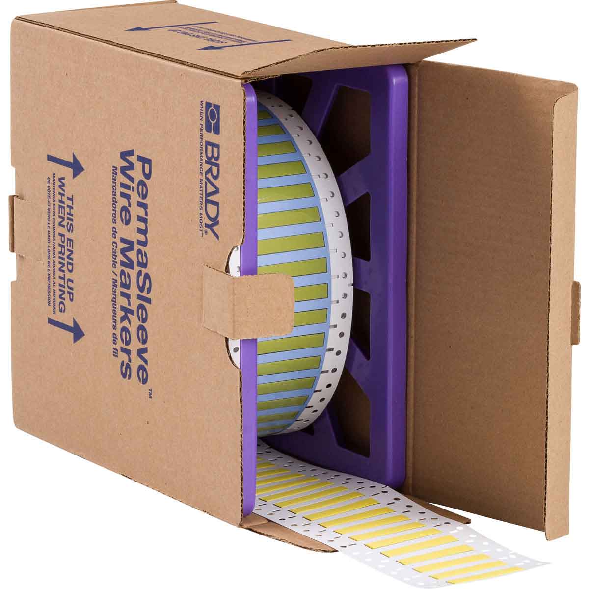 Etiquetas termocontráctiles PermaSleeve para alambres y cables, 3/16" diá., para impresoras con núcleo de 3" - 2", amarillo, de una cara