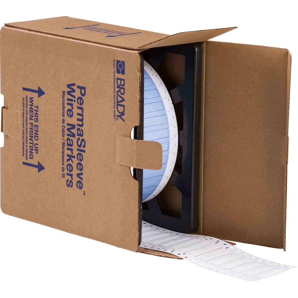 Etiquetas termocontráctiles PermaSleeve para alambres y cables, 1/4" diá., para impresoras con núcleo de 3" - 1", blanco, de una cara