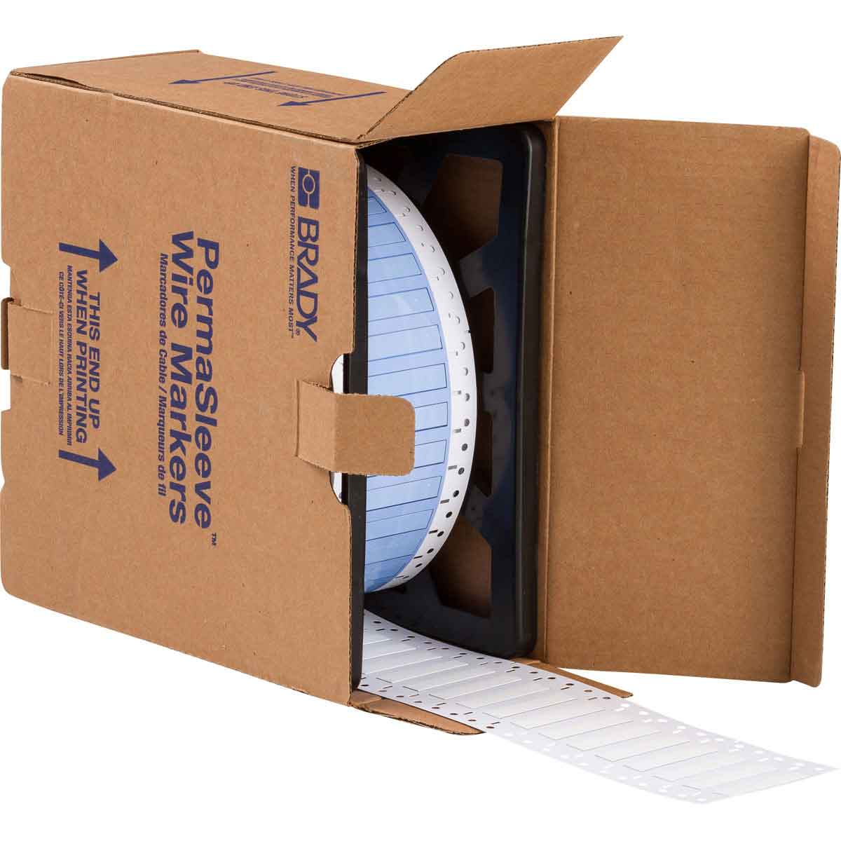 Etiquetas termocontráctiles PermaSleeve para alambres y cables, 1/4" diá., para impresoras con núcleo de 3" - 0.67", blanco, de una cara